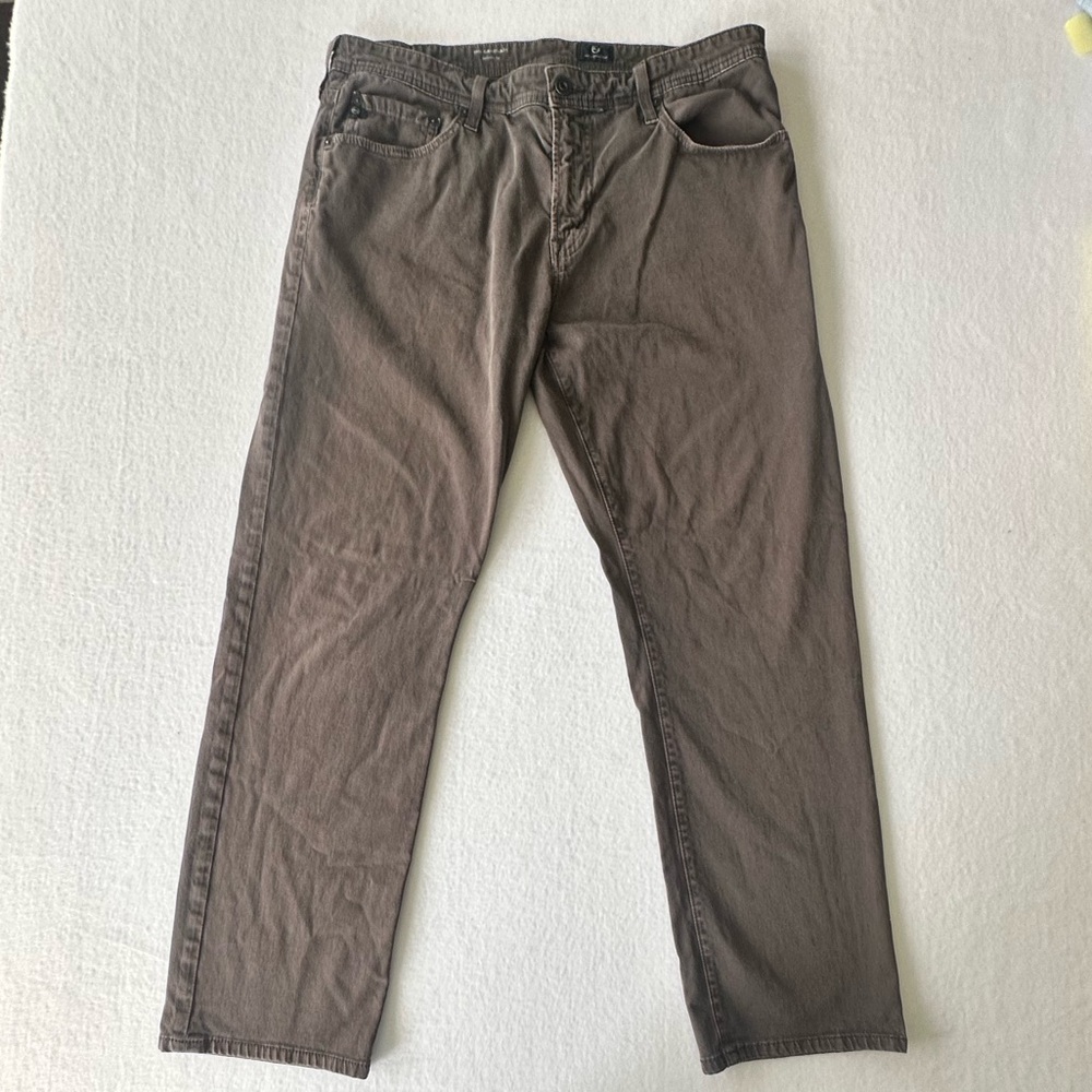 AG the Graduate tailored leg Brown men’s jeans pants 36x34 Adriano Goldschmied
